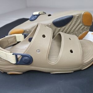 CROCS Beige Sandals with Navy Accents